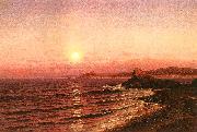 Raymond D Yelland Moonrise Over Seacoast at Pacific Grove oil painting reproduction